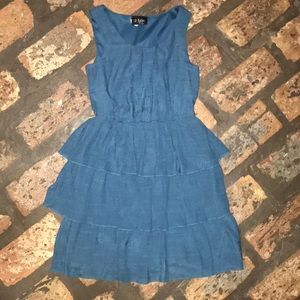 blue dress with ruffles